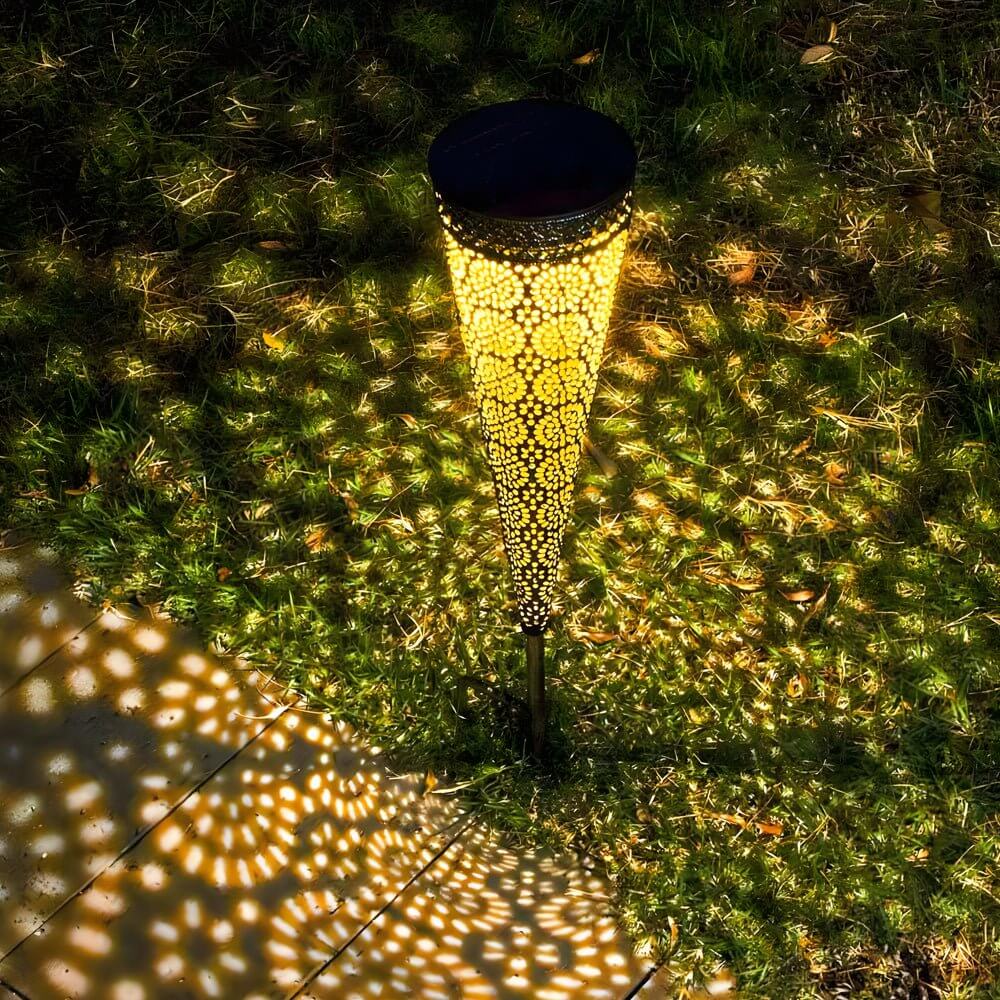 Decorative Solar Garden Stake Lights - 2 Pack Floral Patterned Outdoor Decor