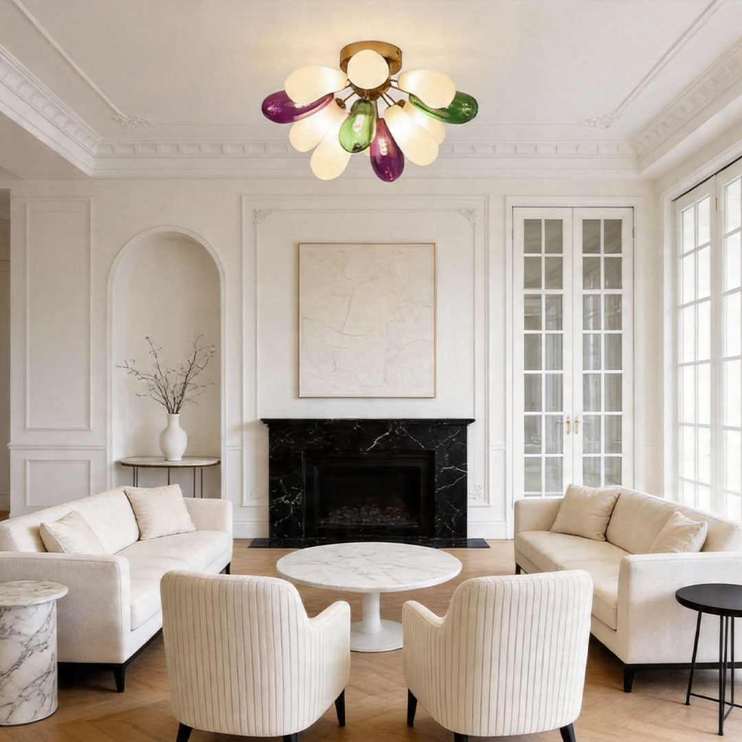 Flush Mount Stained Glass Ceiling Light Fixture - Artistic Home Lighting