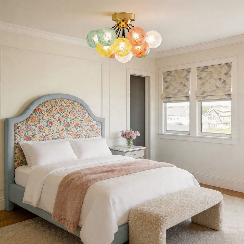 Stained Glass LED Flush Mount Ceiling Light - Modern Creative Design