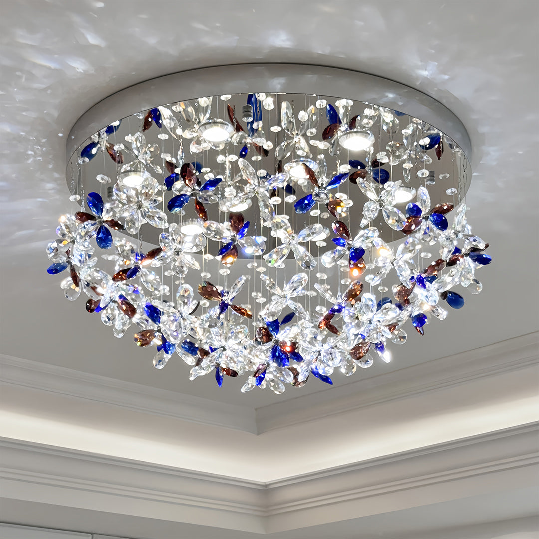 Crystal Flush Mount LED Ceiling Light - French Round Romantic Lighting