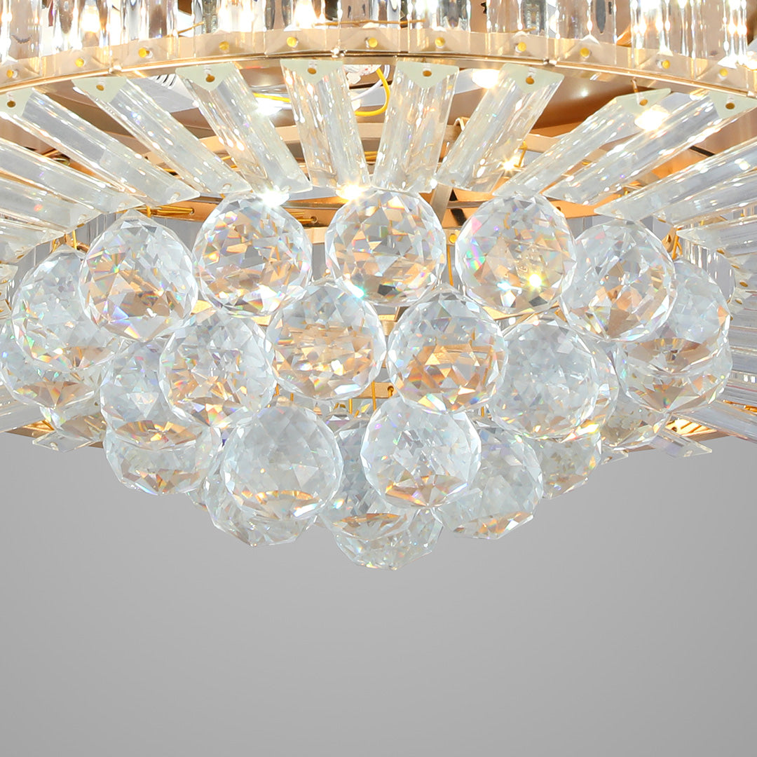 European Style Gold Crystal Ceiling Fan with Lights Luxury Iron Design
