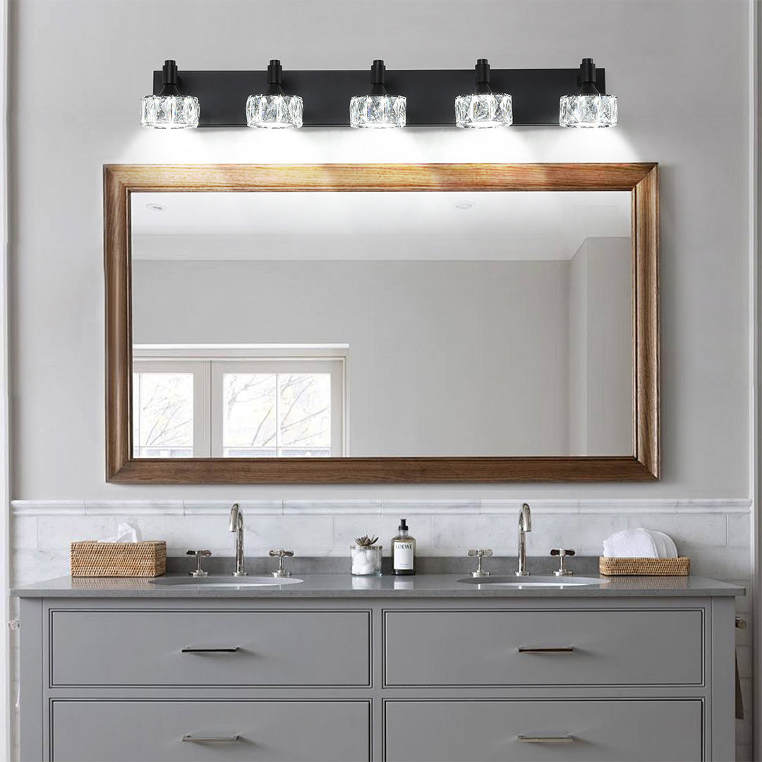 Modern Luxury Crystal Bathroom Vanity Light – Elegant Iron Lamp for Wall, LED Wall Sconce, Contemporary Lighting for Bath, Glamorous Makeup Mirror Light, Stylish Home Decor, High-End Fixture for Elegant Interiors
