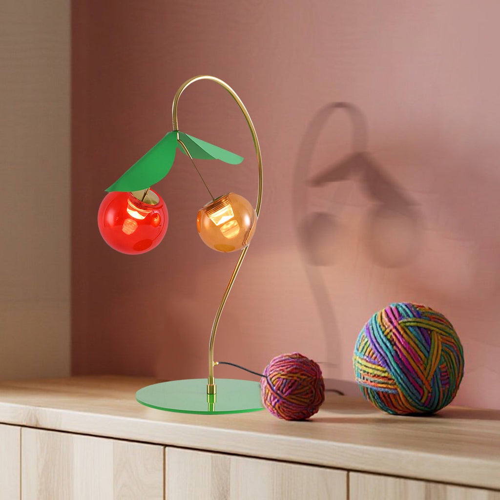 Stained Glass LED Table Lamps - Modern Nordic Dual-Head Cherry Design