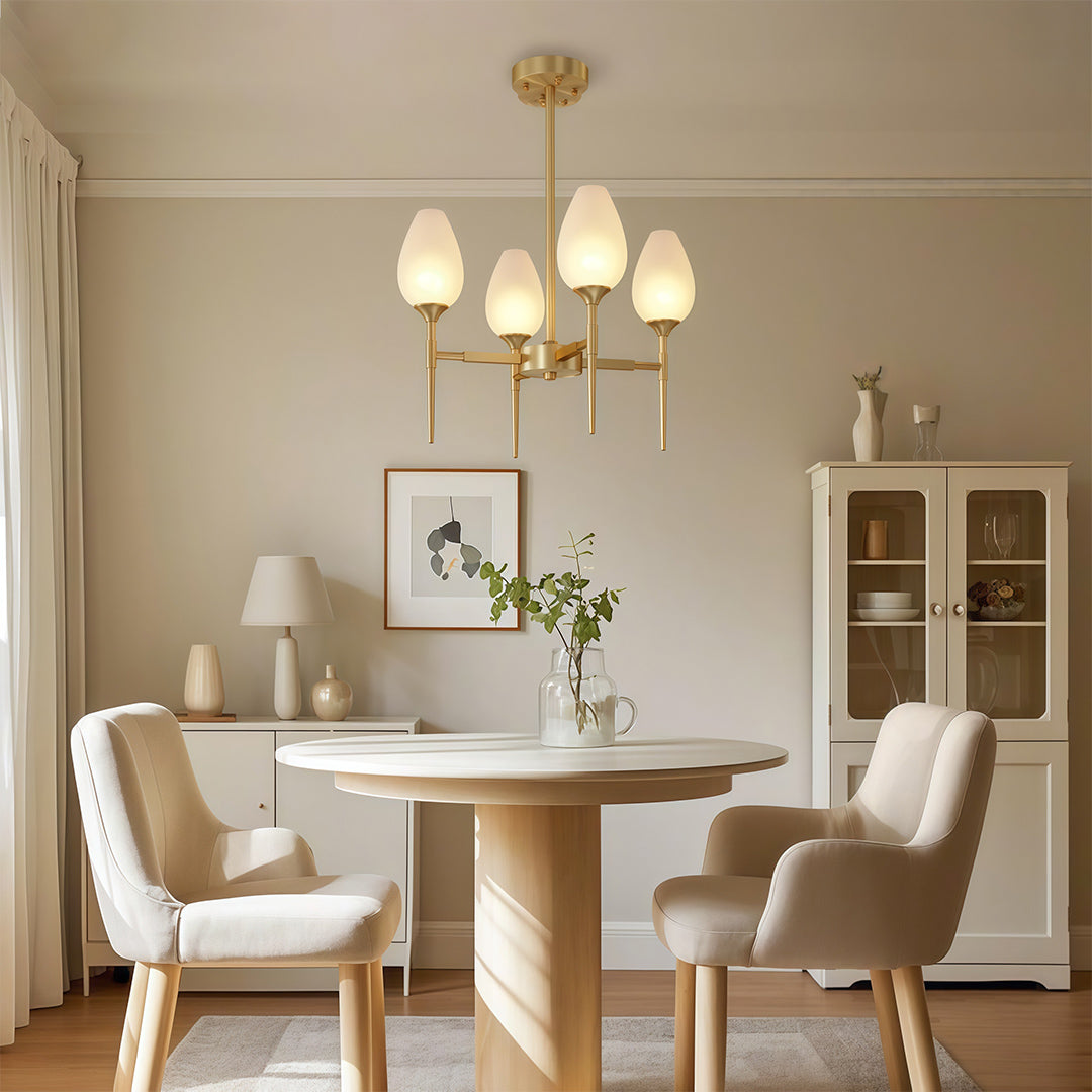 Modern Brass Glass Chandelier Luxury Ceiling Light Minimalist Design
