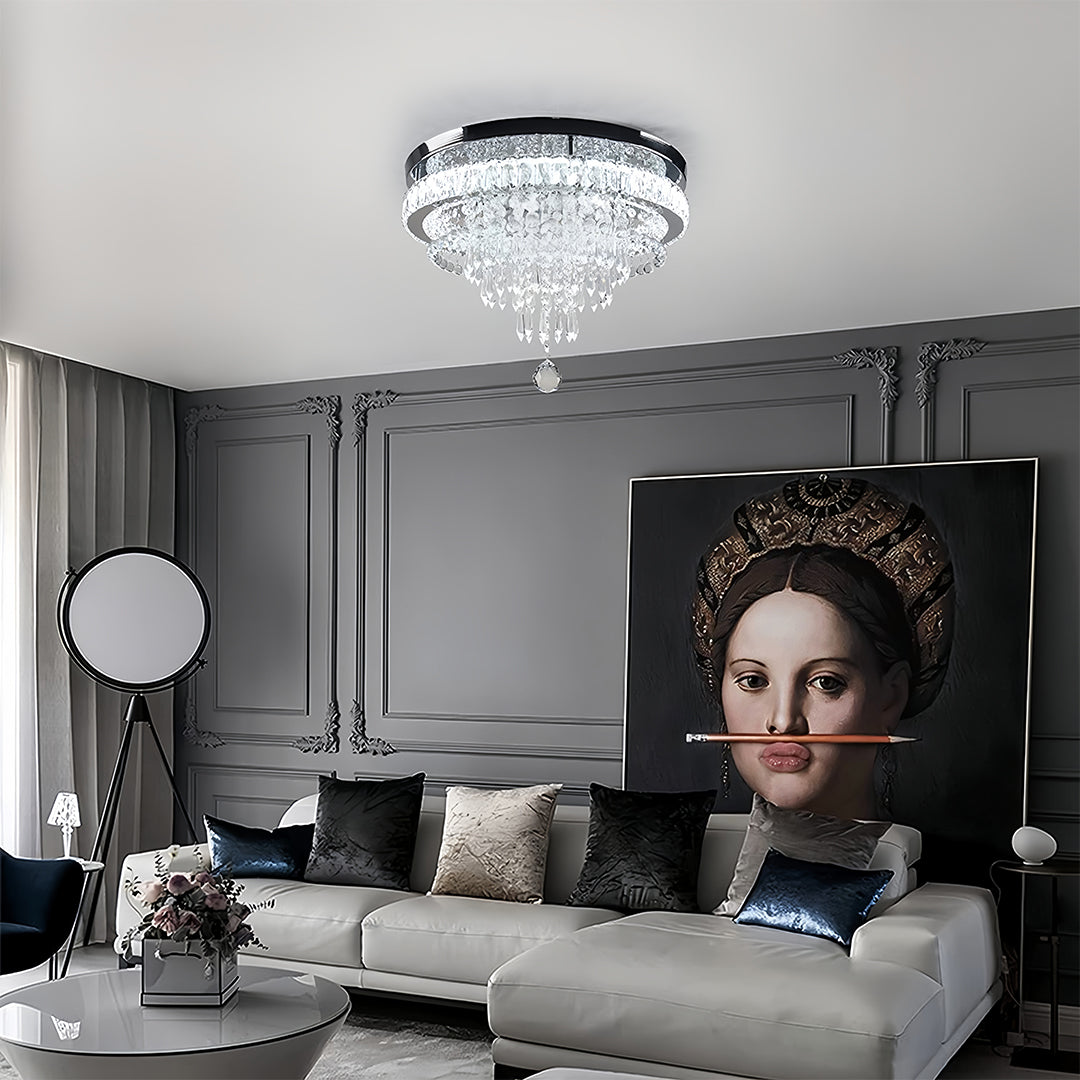 Gold Flush Mount Light - Modern Luxury Round Ceiling Fixture
