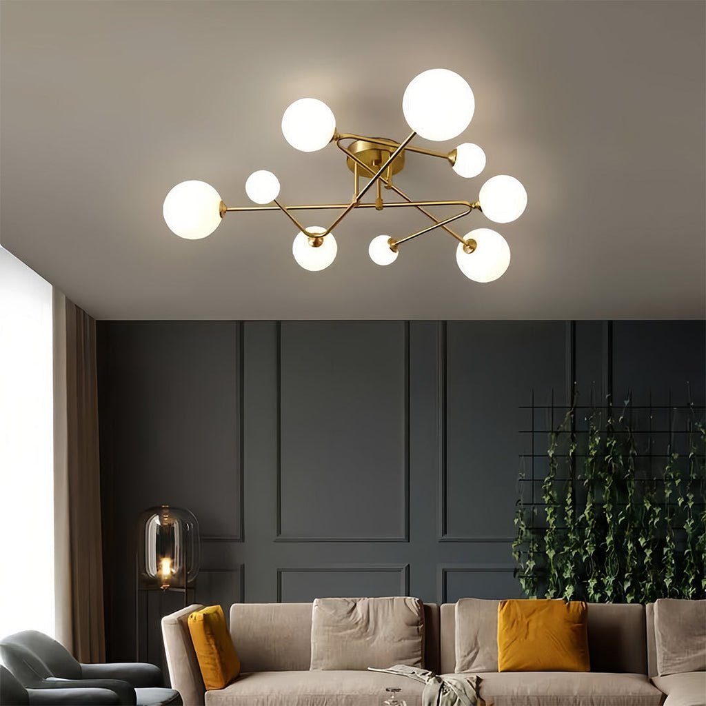 Gold Nordic Semi Flush Mount Magic Bean Ceiling Light