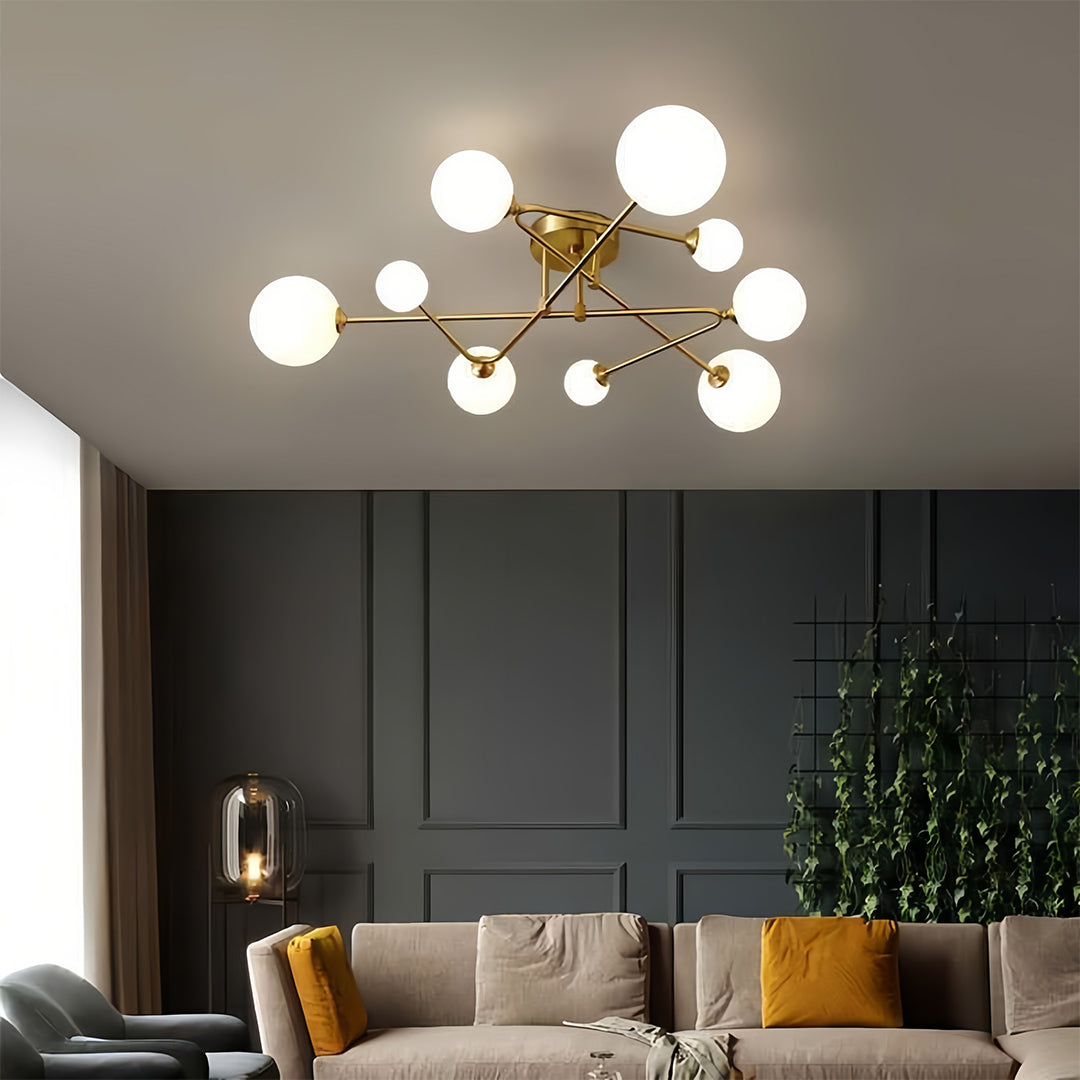 Gold Nordic Semi Flush Mount Magic Bean Ceiling Light