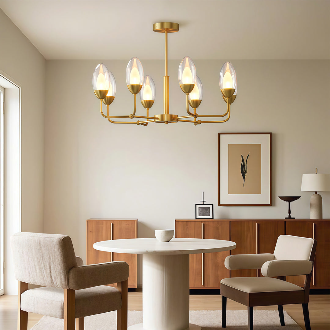 Modern Minimalist Copper Chandelier – Luxury Ceiling Light Fixture
