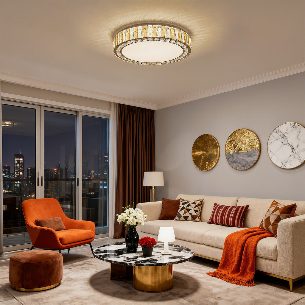 Luxury Crystal LED Ceiling Light - Flush Mount Chandelier iluminação decoração moderna