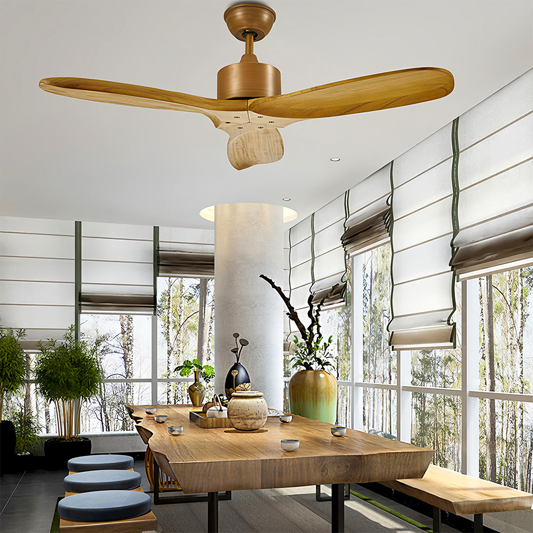 Modern Wood 3-Blade Ceiling Fan with Light - Stylish Fandelier Design