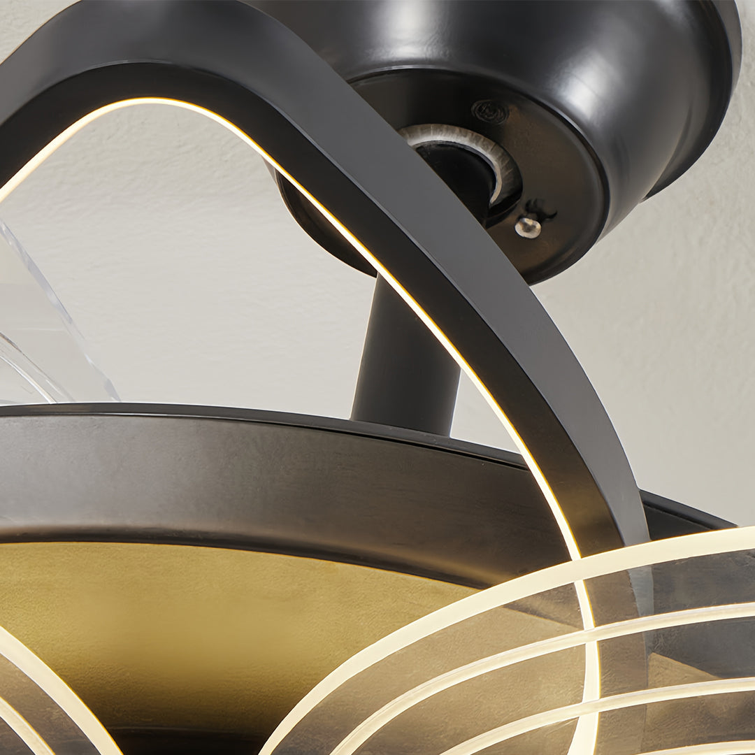 Black Modern Ceiling Fan with Light - Minimalist Iron Design, Stylish Indoor Home Fixture