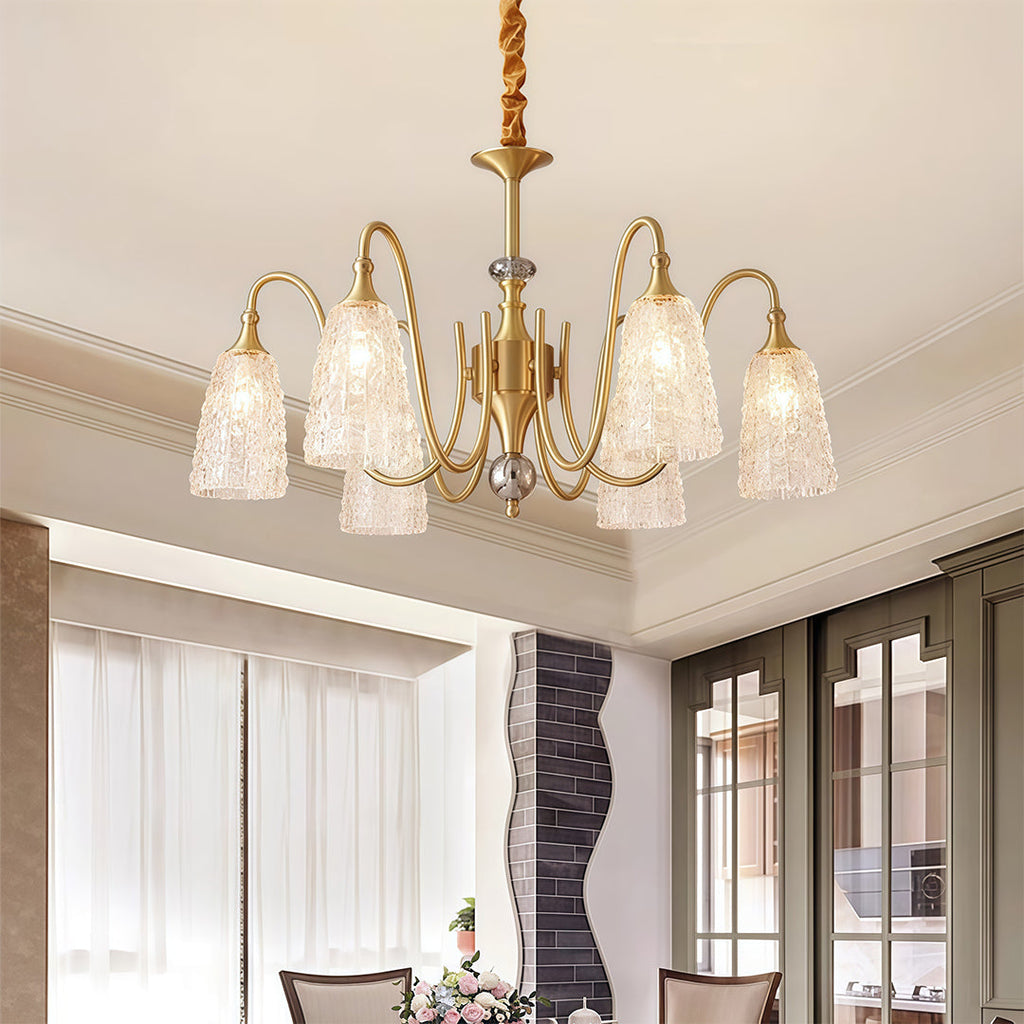 Brass Vintage Chandelier | Ornate Classic Glass Ceiling Light