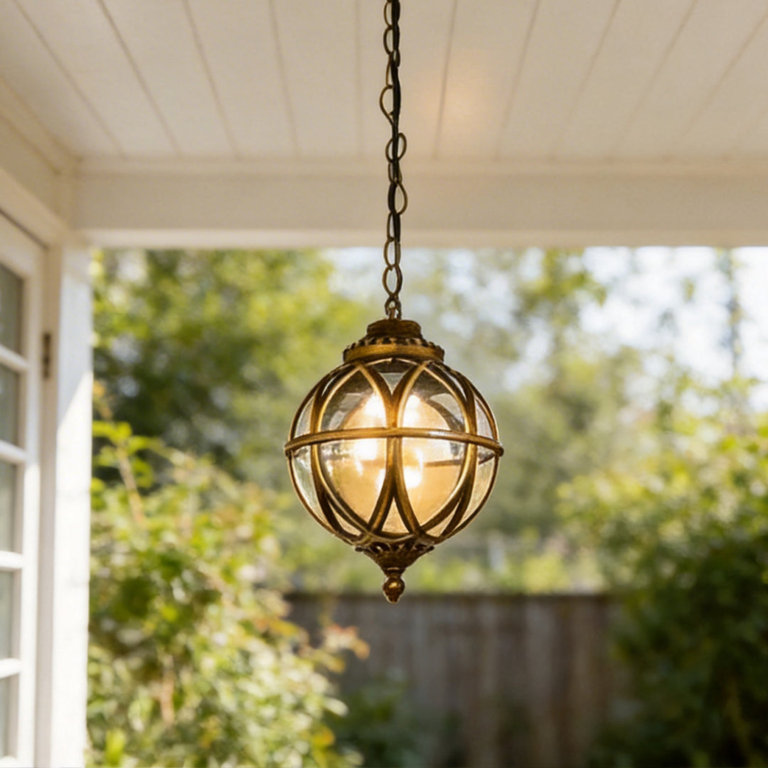 Metal Orb Pendant Light - Moisture Proof Outdoor Ceiling Globe
