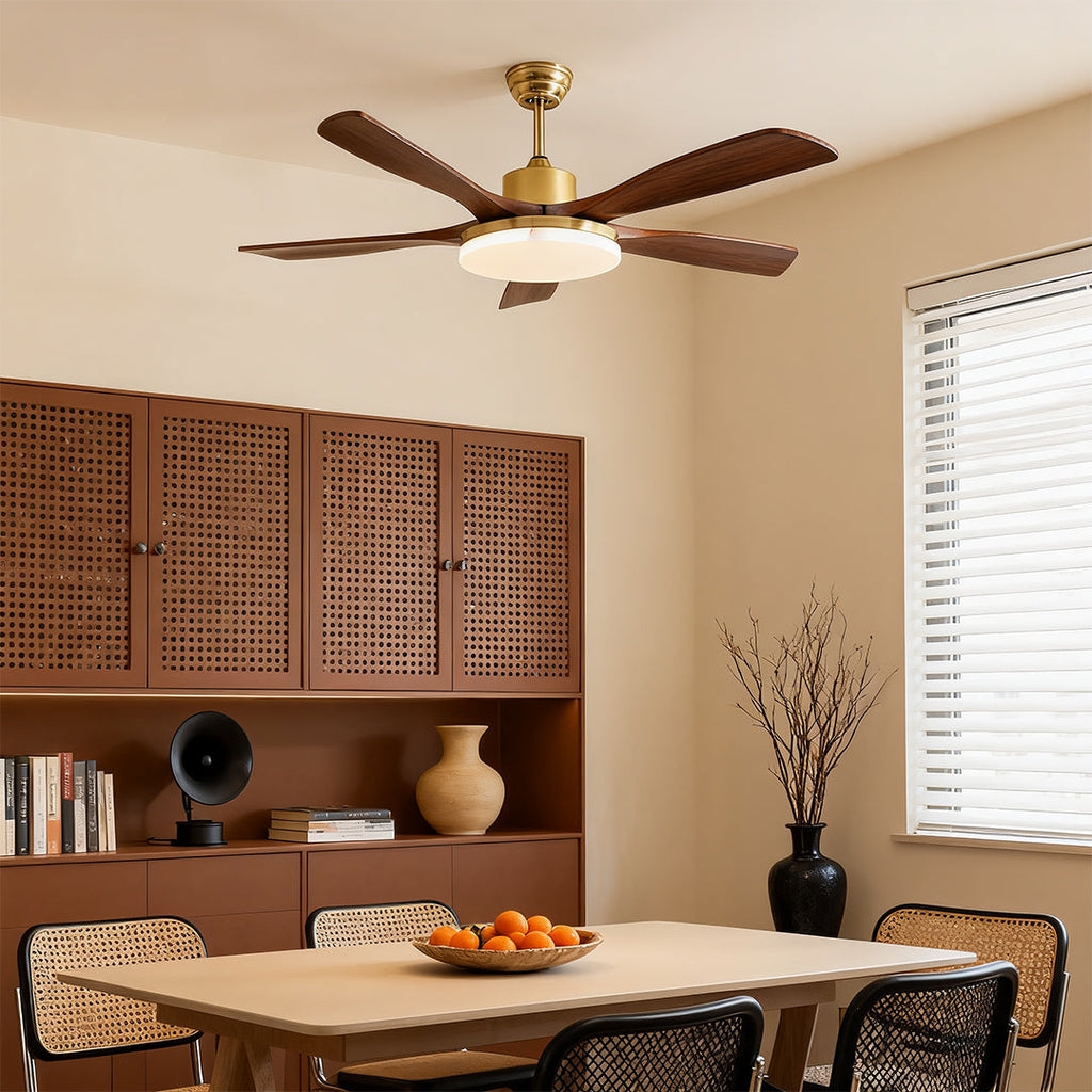 Ceiling Fan with Light Remote Control - Wooden 3-Blade Lamp