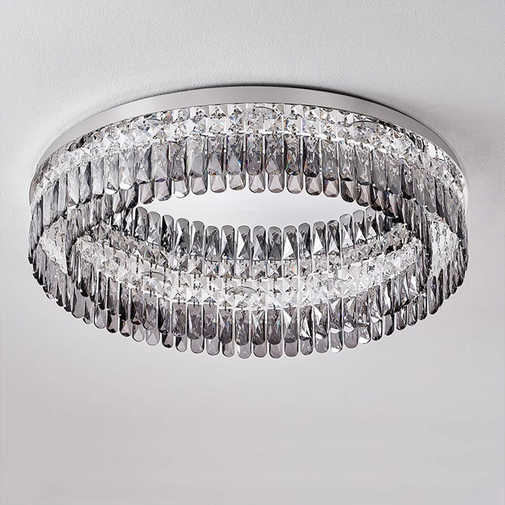 Luxury French Crystal Ceiling Light - Round LED Fixture for Elegant Home Décor