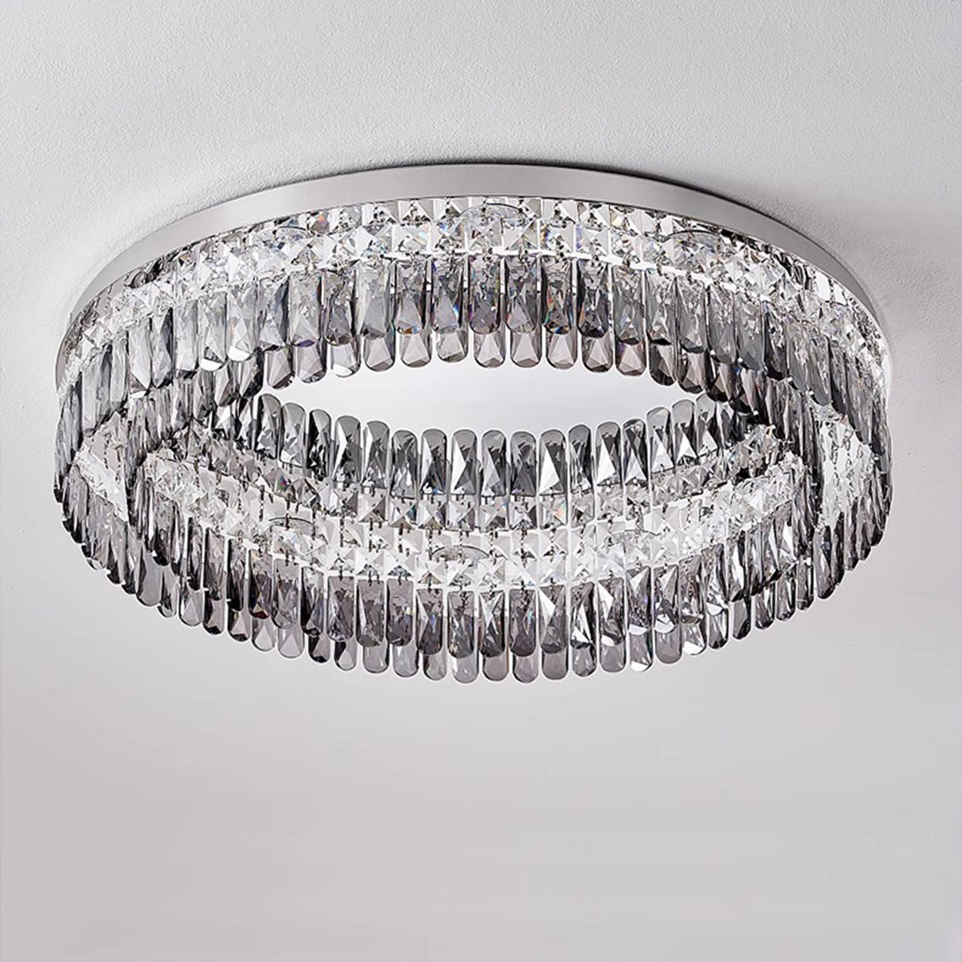 Luxury French Crystal Ceiling Light - Round LED Fixture for Elegant Home Décor