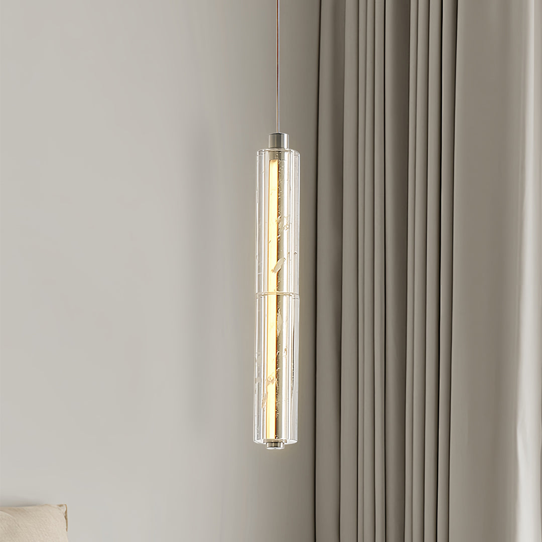 Modern Crystal Pendant Light Linear Ceiling Fixture Minimalist Design