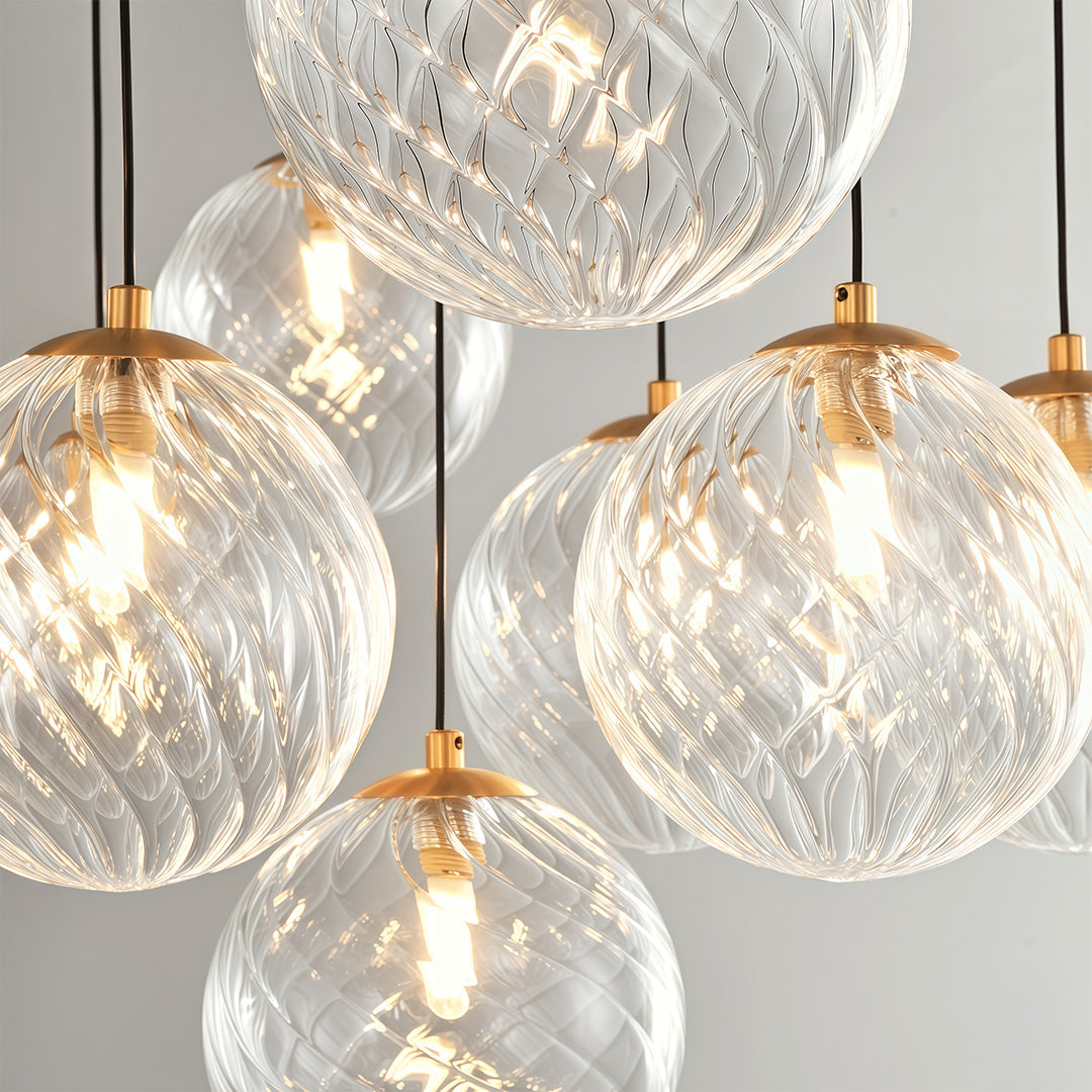 Modern Glass Ball Chandelier - Full Copper Ceiling Light