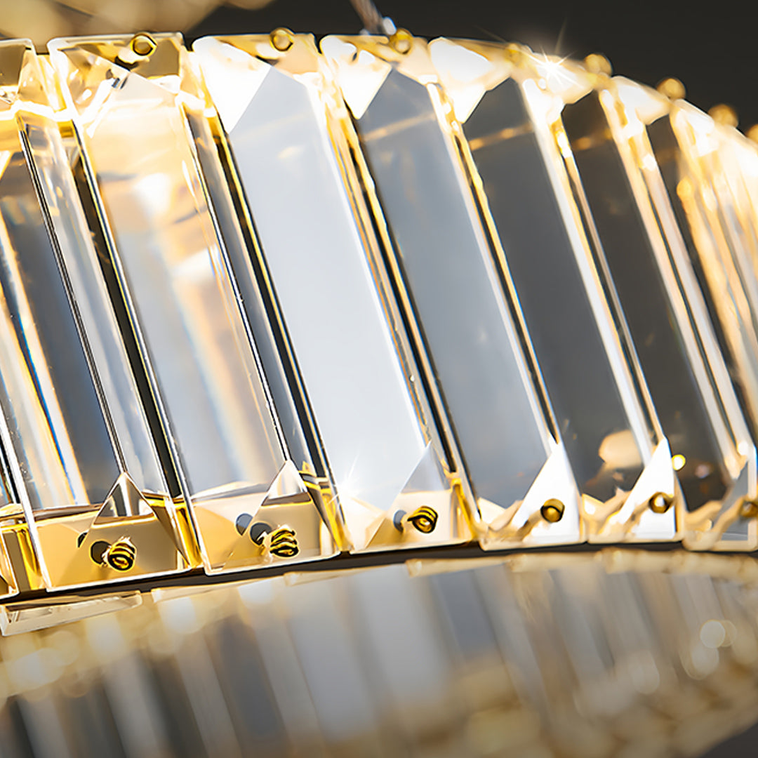 Gold Crystal Chandelier Dimmable LED Modern Ceiling Light