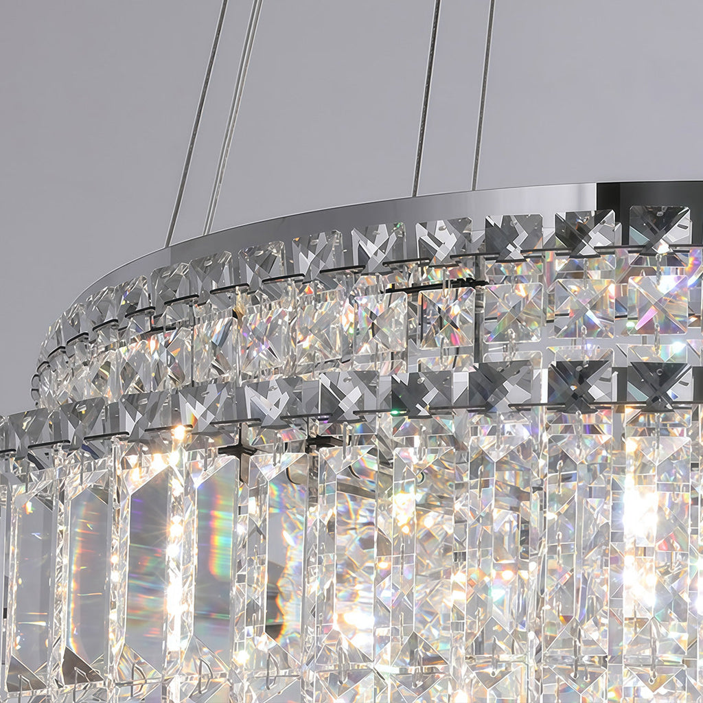 Minimalist Round Crystal Adjustable Chandelier Ceiling Light