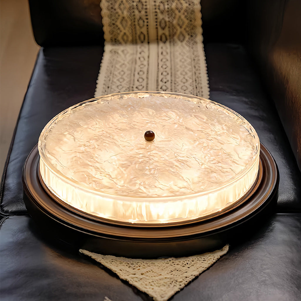 Vintage Wood Flush Mount Ceiling Light Round Lamp