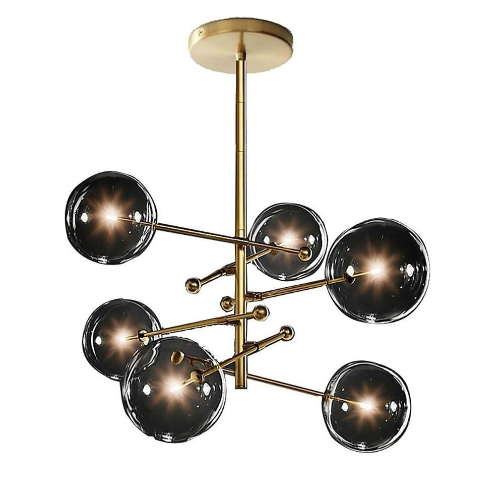 Geometric Globe Chandelier - Metal Glass Ceiling Light for Kitchen Dining Room