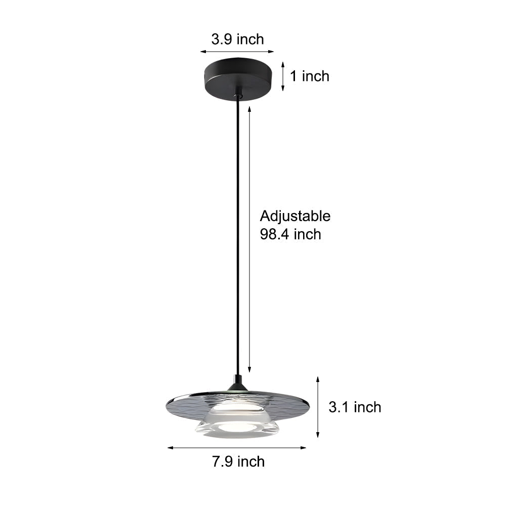 Dia 7'' LED 3 Step Dimming Glass Pendant Light for Italian Kitchen