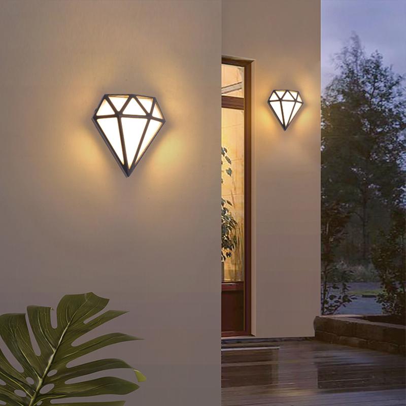 Diamond Shape LED Waterproof Outdoor Wall Light Modern Porch Fixture