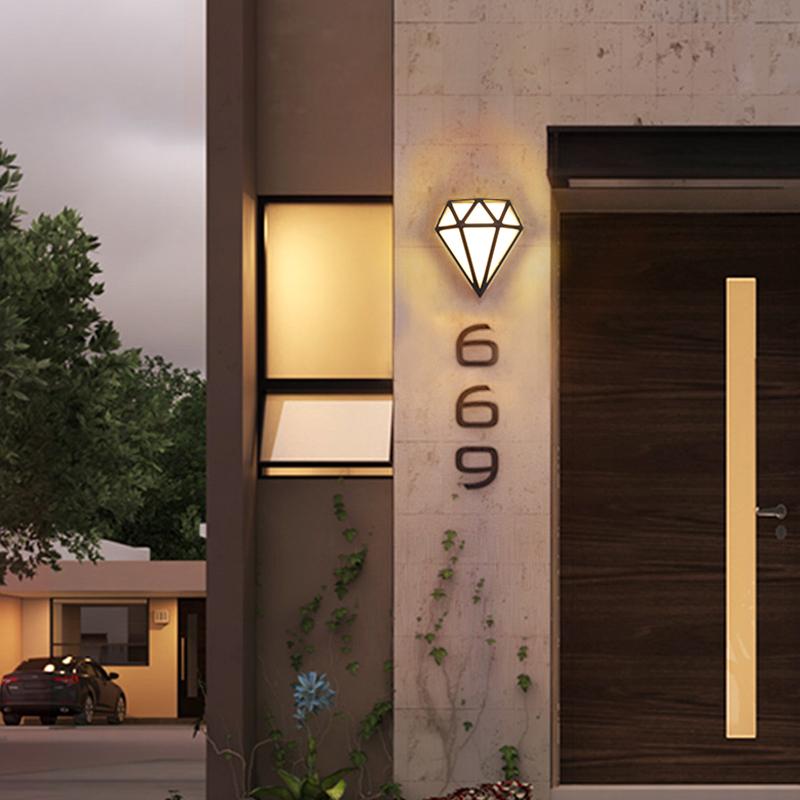 Diamond Shape LED Waterproof Outdoor Wall Light Modern Porch Fixture