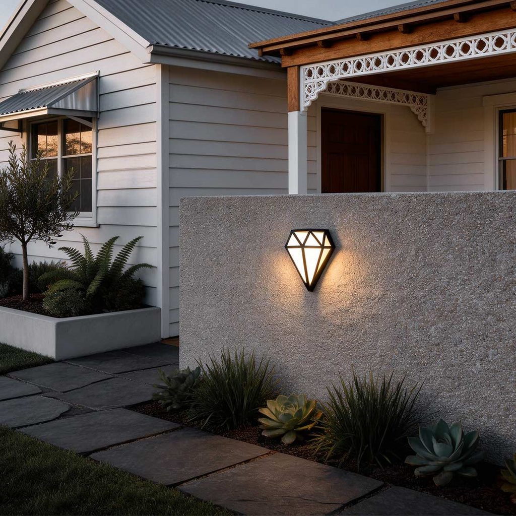 Diamond Shape LED Waterproof Outdoor Wall Light Modern Porch Fixture
