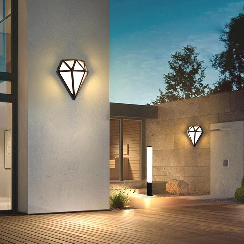 Diamond Shape LED Waterproof Outdoor Wall Light Modern Porch Fixture