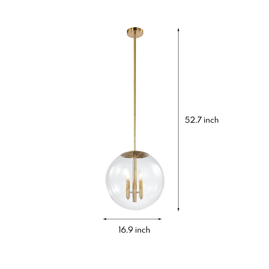 Clear Globe Pendant Light - Elegant Transparent Glass Ceiling Fixture