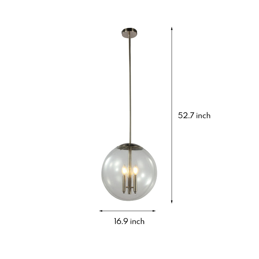 Glass Orb Pendant Light - Contemporary Chic Silver Ceiling Fixture