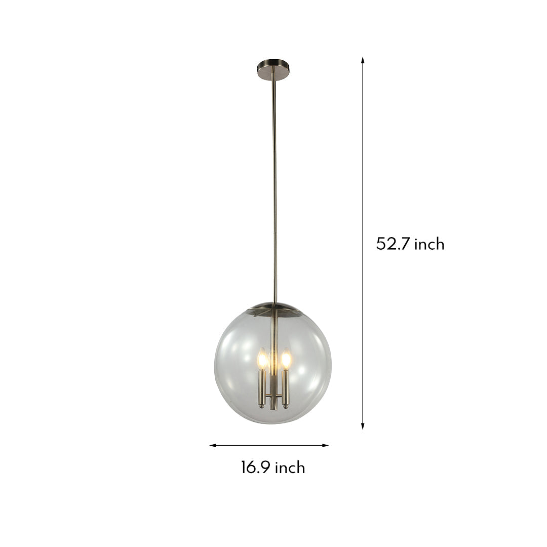 Glass Orb Pendant Light - Contemporary Chic Silver Ceiling Fixture