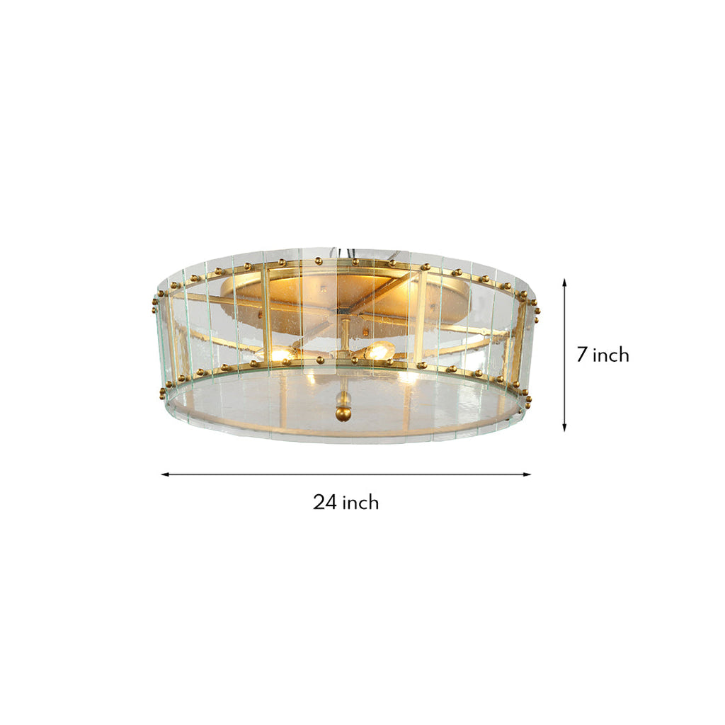 Flush Mount Gold Round Glass Light - Contemporary Luxury Lighting