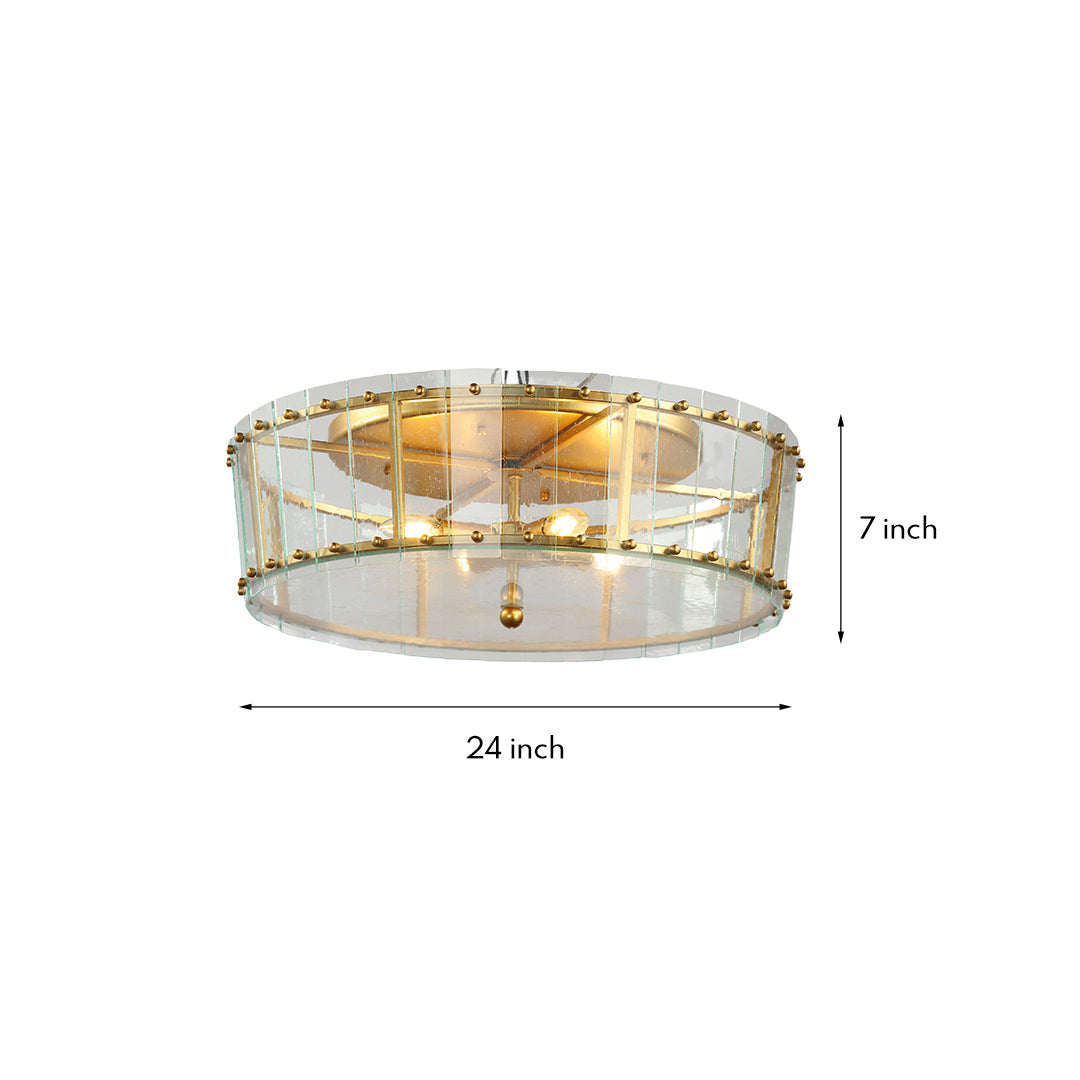 Flush Mount Gold Round Glass Light - Contemporary Luxury Lighting