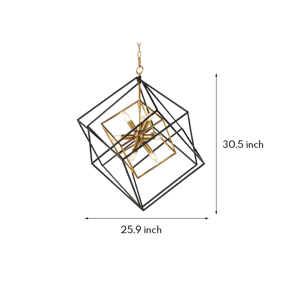 Square Pendant Light - Industrial Iron Dual-Color Ceiling Fixture