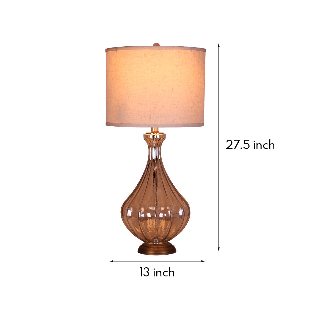 Elegant Glass Base Table Lamp with Classic Linen Shade