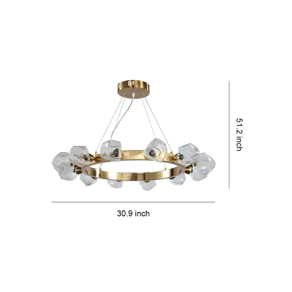 Gold Round Chandelier with Polished Brass Ceiling Light
