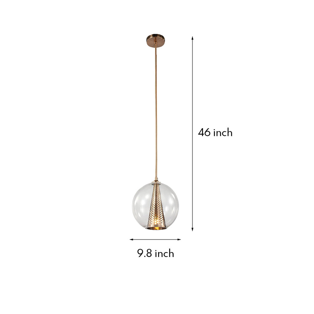 Glass Ball Pendant Light - Perforated Metal Cone Ceiling Fixture, Chic Modern Lighting