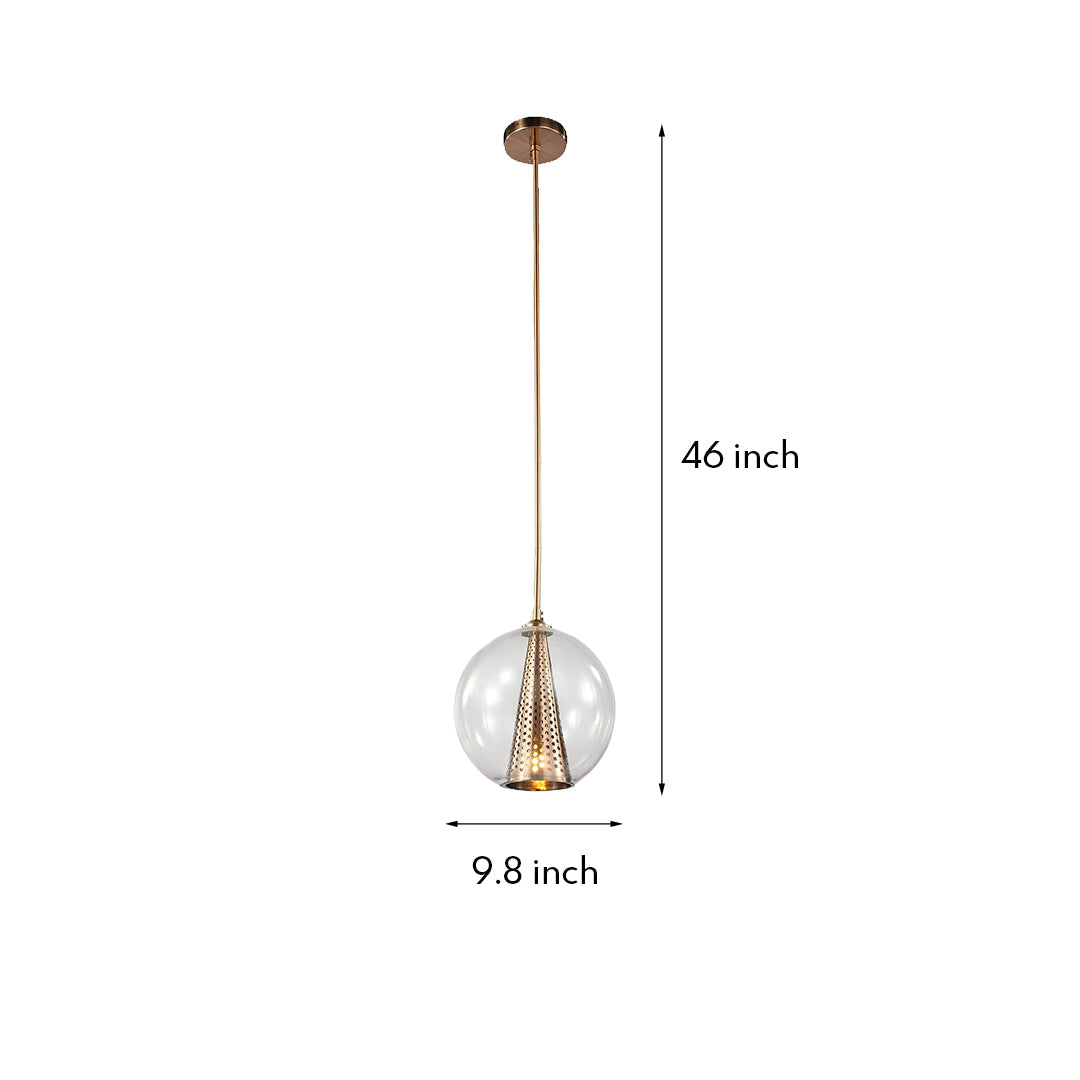 Glass Ball Pendant Light - Perforated Metal Cone Ceiling Fixture, Chic Modern Lighting