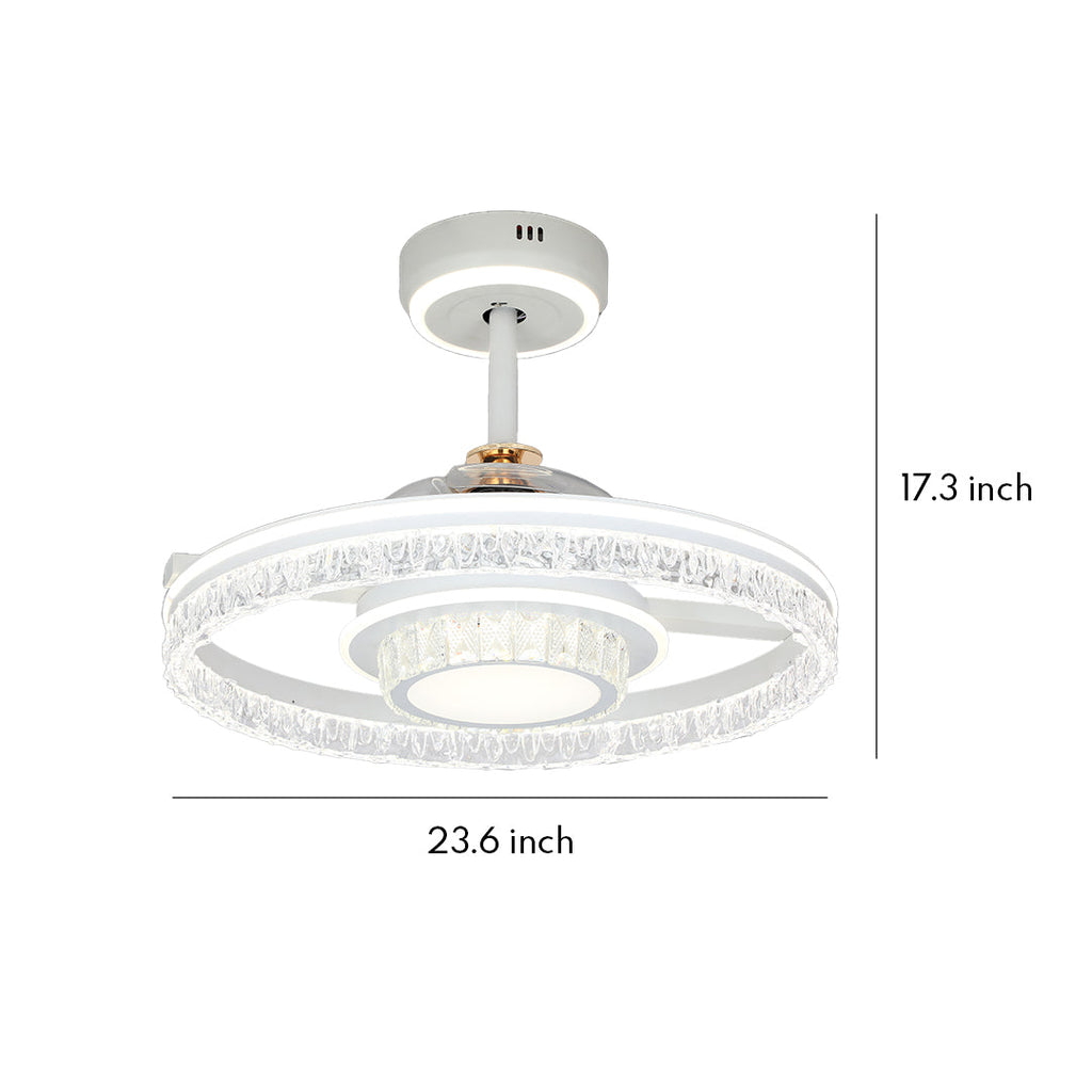 Ceiling Fan with Round Light - White Aluminum Nordic Luxury Lamp