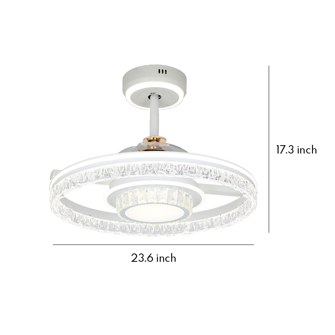 Ceiling Fan with Round Light - White Aluminum Nordic Luxury Lamp