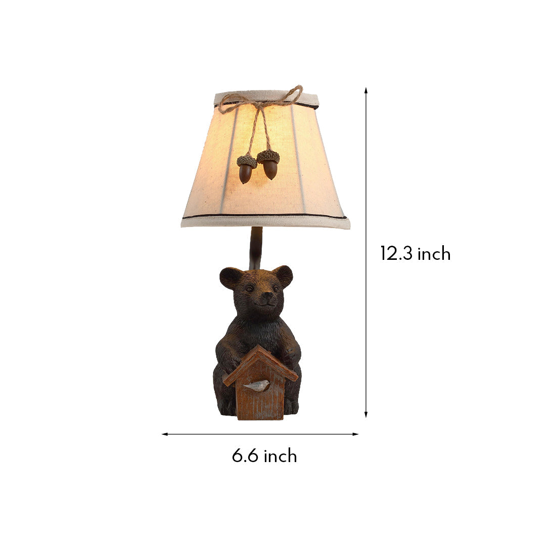 Bear Table Lamp with European-Style Fabric Shades - Charming Novelty Light Fixture
