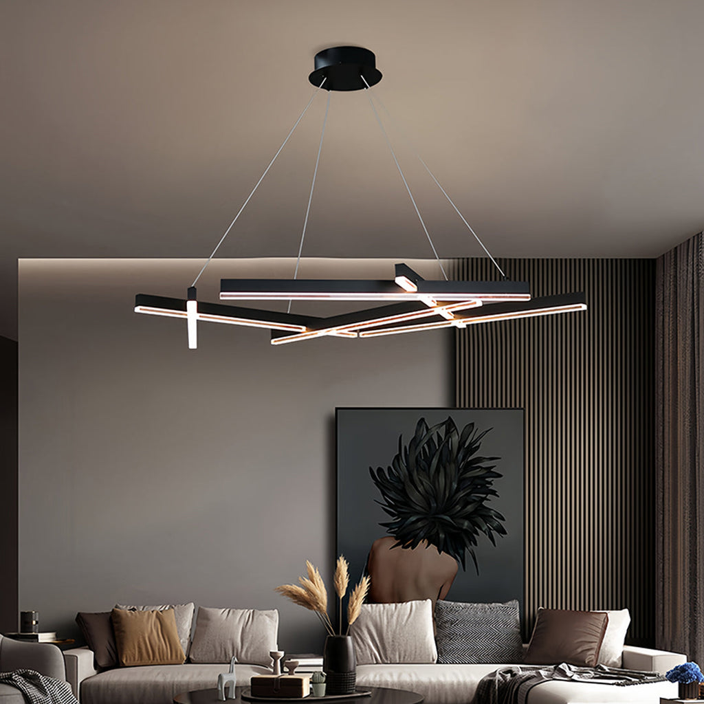 Black Metal Geometric LED Chandelier Ceiling Light