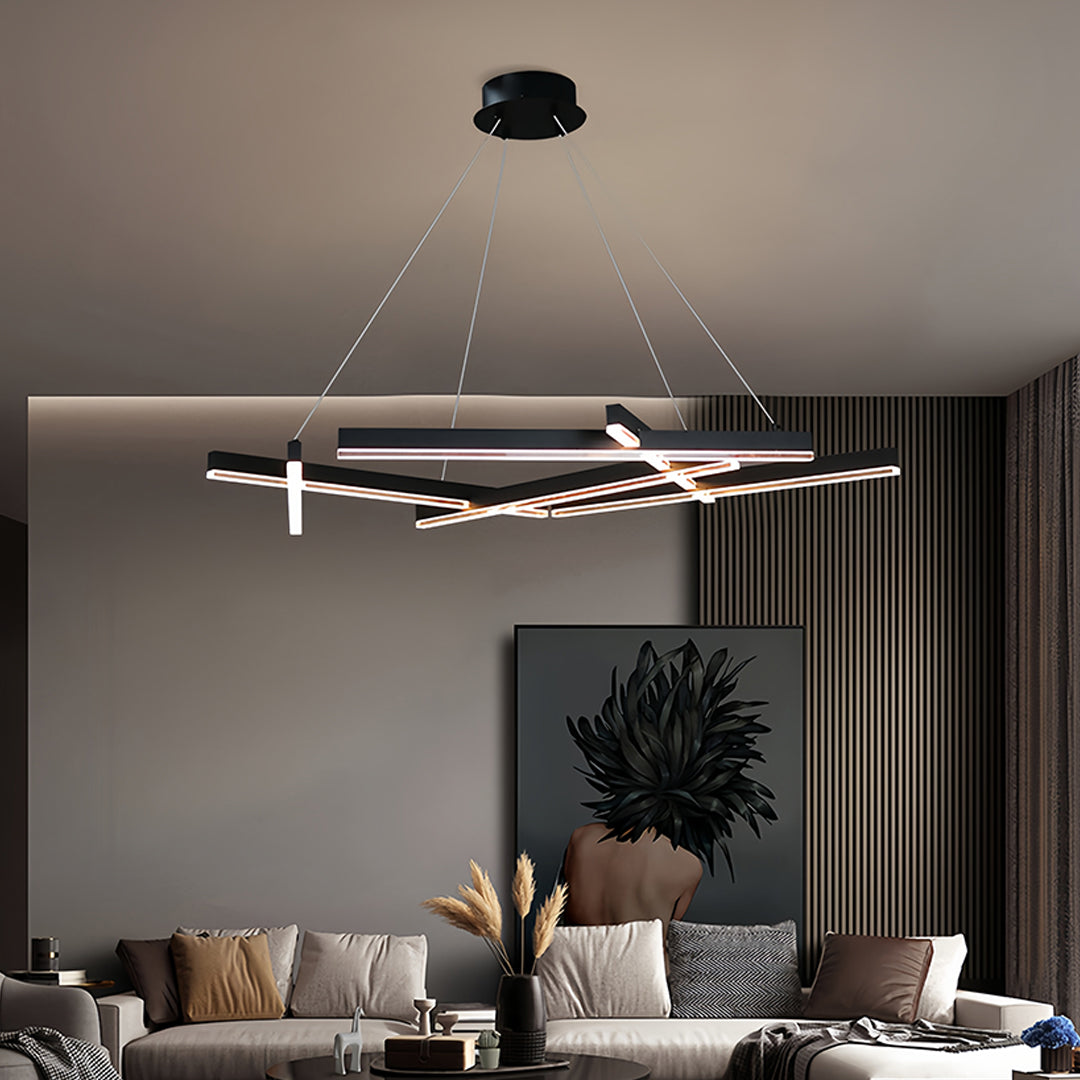 Black Metal Geometric LED Chandelier Ceiling Light