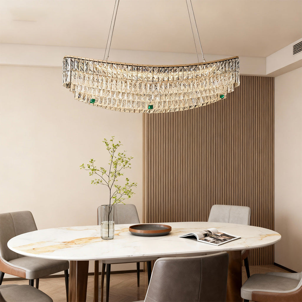 Crystal Pendant Chandelier | Luxury Carbon Steel Ceiling Light