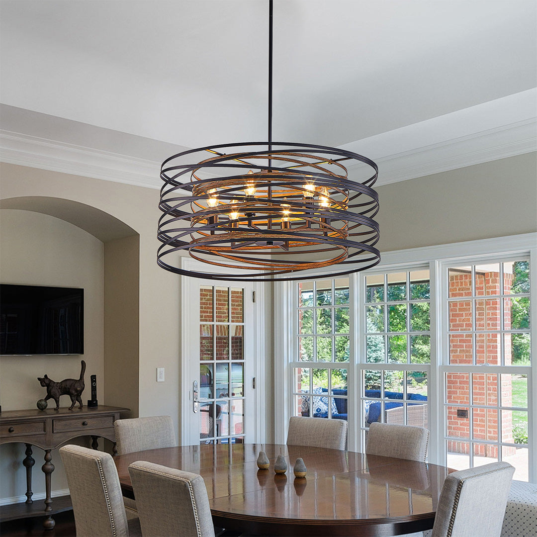 Black Drum Pendant Light - Iron Cage Cylinder Ceiling Fixture