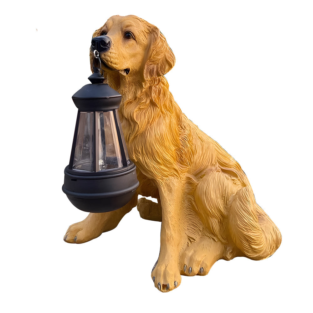 Dog Solar Light Statue - Modern Resin Landscape Lighting