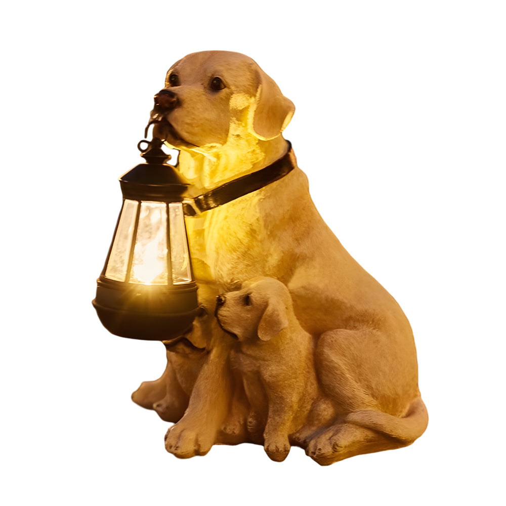 Dog Solar Light Statue - Modern Resin Landscape Lighting